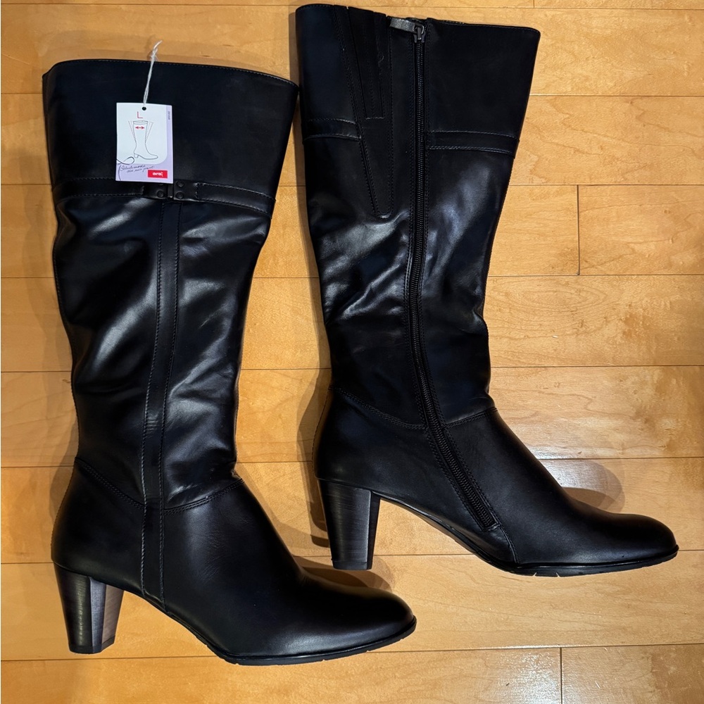 Ara Black Heeled Leather Boots